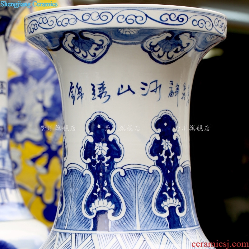 Blue and white porcelain of jingdezhen hand-painted splendid sunvo sitting room adornment porcelain vase of large hotel furnishing articles with a gift