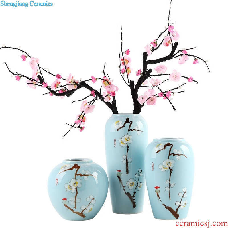 Contemporary and contracted jingdezhen ceramic flower vases Chinese creative living room blue dried flowers home furnishing articles