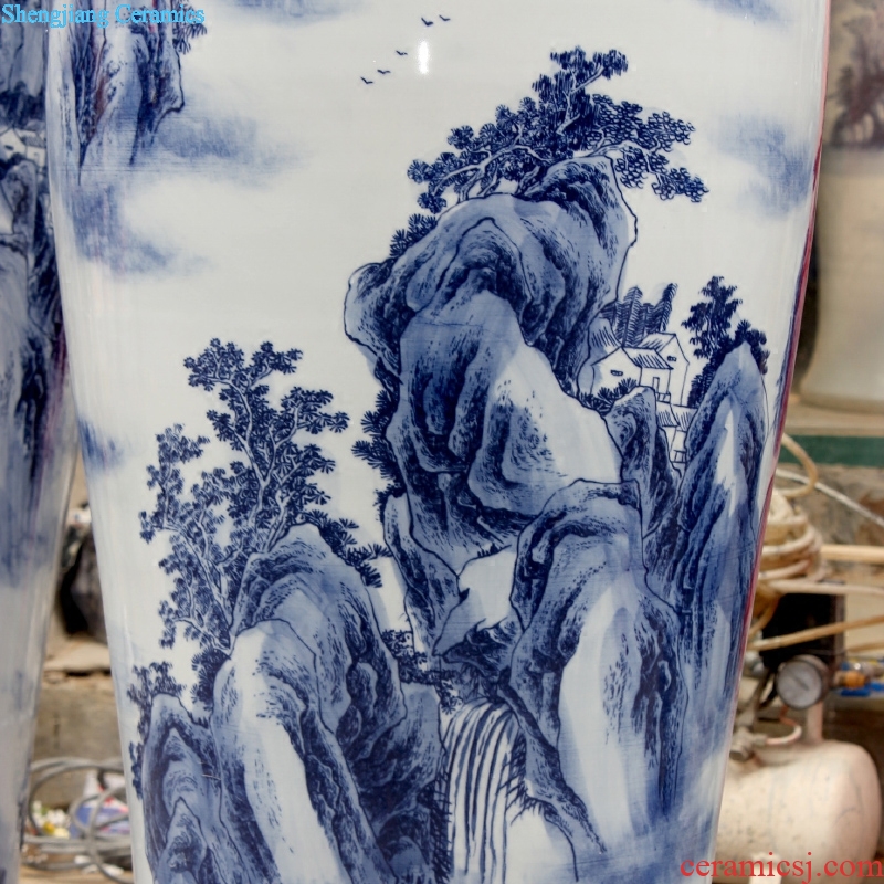Blue and white porcelain of jingdezhen ceramics yunshan xiufeng sitting room of large vase household study flower arranging office furnishing articles