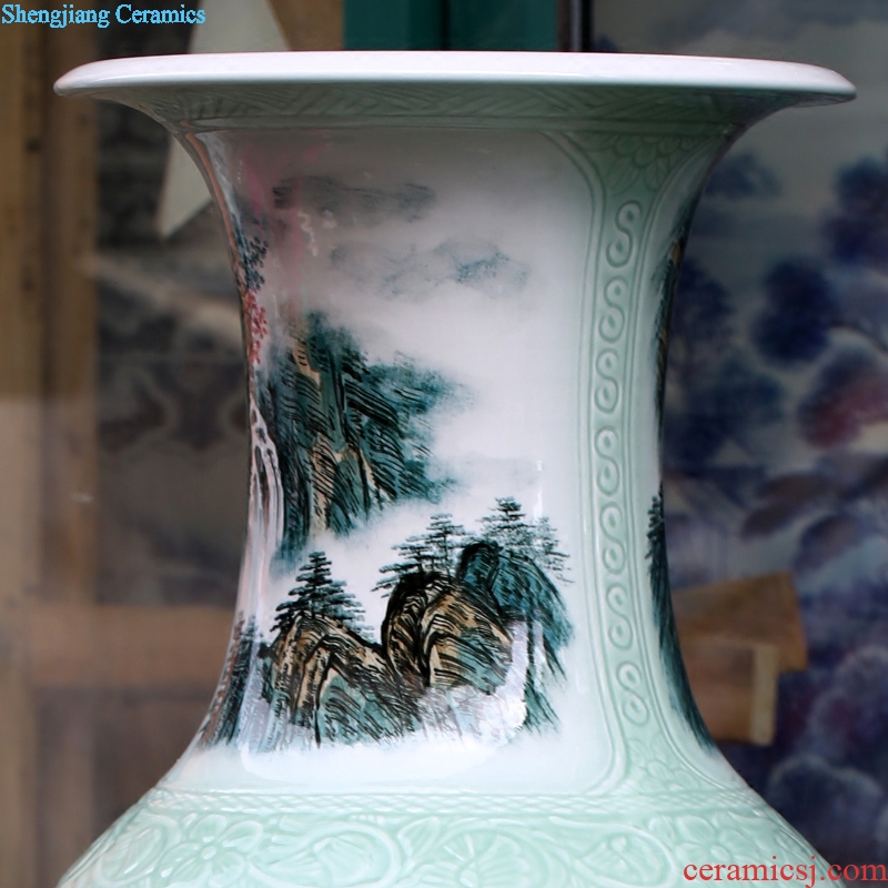 Jingdezhen ceramic hand-painted landscape all around the French vase household of Chinese style living room a study office furnishing articles