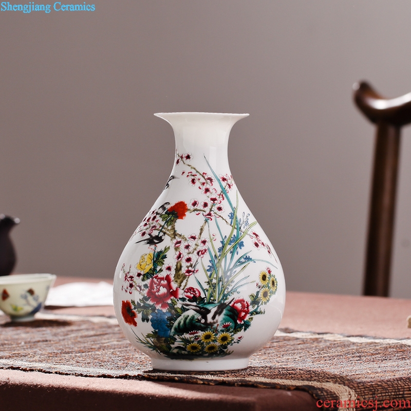 Contracted sitting room packages mailed jingdezhen porcelain vase famille rose porcelain vase modern fashionable household decoration decoration