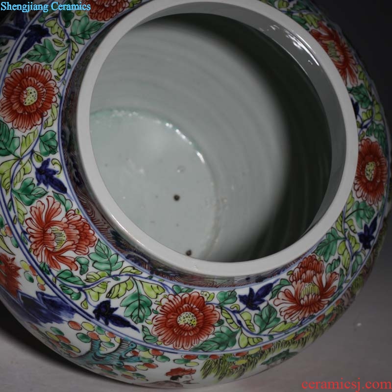 Jingdezhen big pot of three hand-painted porcelain imitation of yuan blue and white porcelain jar of antique porcelain pot culture