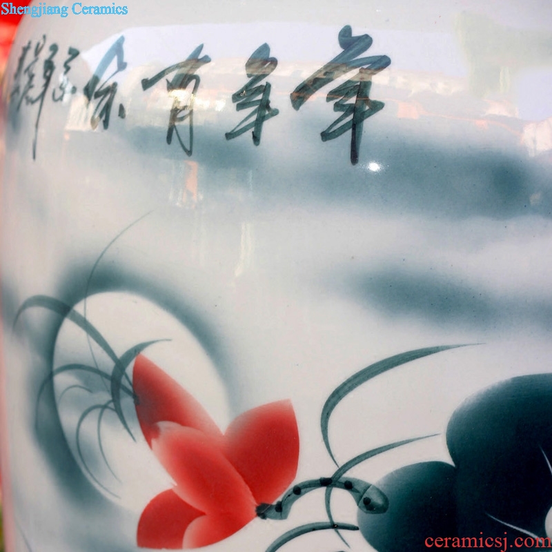 Jingdezhen ceramics of large vases, hand-painted lotus lotus years sitting room place wax gourd bottle than fish