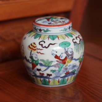 Jingdezhen hand-painted tong qu day word antique imitation Ming chenghua choi right fights pot porcelain pot rich ancient frame