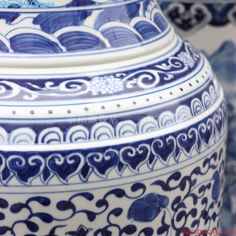 Blue and white same vase hand-painted archaize admiralty bound branch lotus blue and white porcelain of jingdezhen ceramics sitting room floor furnishing articles