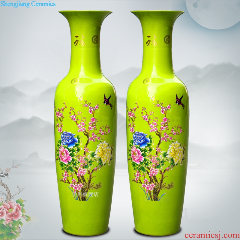 Jingdezhen ceramic rich large vase yellow paint peony flowers China home sitting room hotel furnishing articles