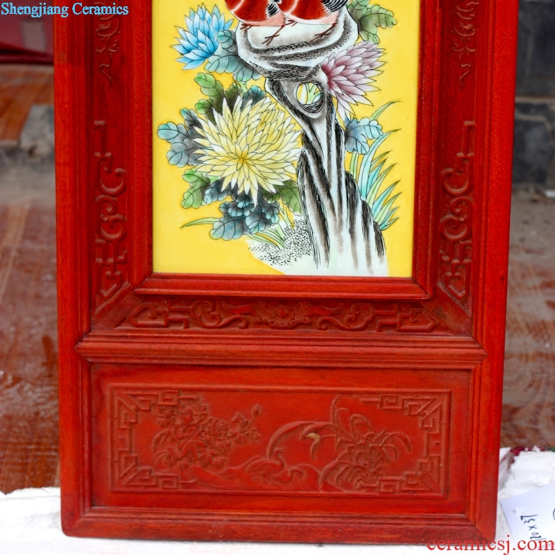 Jingdezhen modern ceramic artists sitting room adornment furnishing articles chrysanthemum patterns in hotel four screen porcelain plate painting