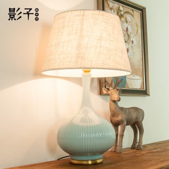American contracted all copper ceramic desk lamp large living room a study bedroom berth lamp hotel hall have 1041 chandeliers