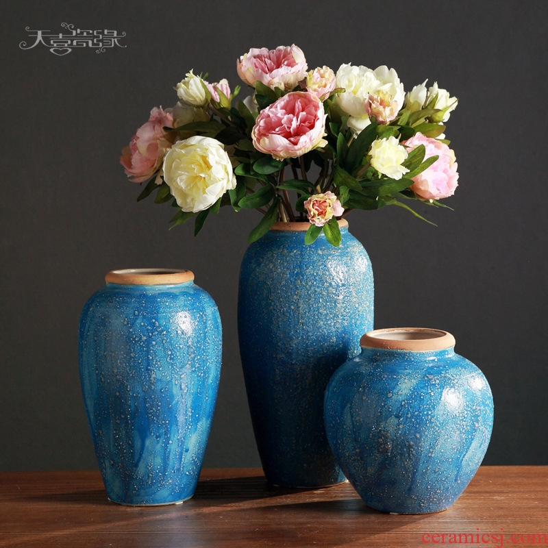 Jingdezhen ceramic flower vases furnishing articles of the sitting room TV ark wine household craft ornaments clay coarse pottery