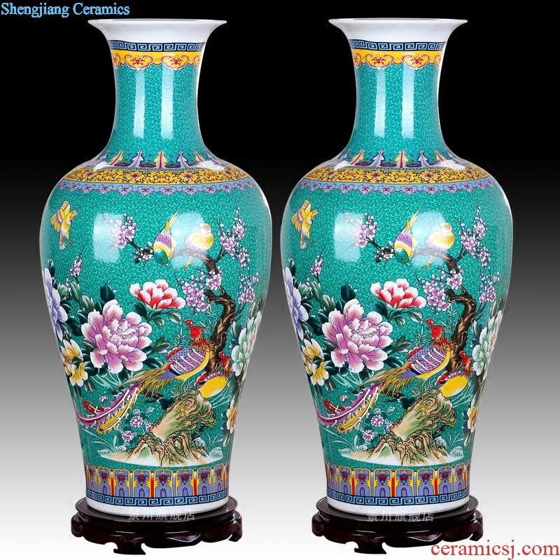 Jingdezhen ceramics colored enamel landing large vases, modern European home sitting room adornment furnishing articles