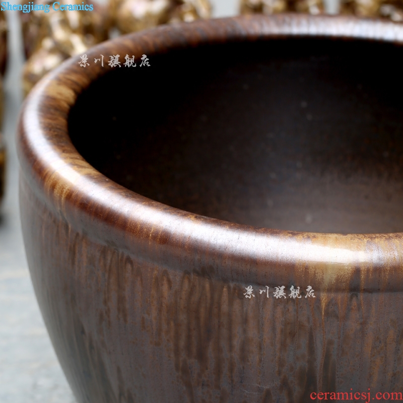 Jingdezhen ceramic kiln ears goldfish bowl calligraphy and painting lotus lotus cylinder large sitting room courtyard wind water tanks