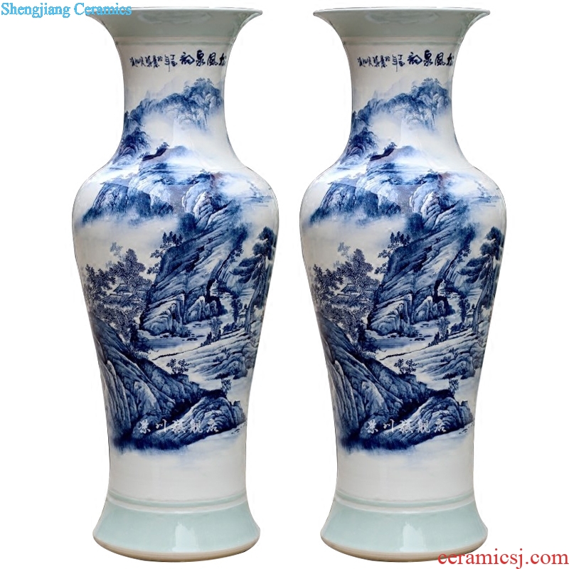 Hand-painted wind stream of large blue and white porcelain vase sitting room hotel adornment of jingdezhen ceramics big furnishing articles