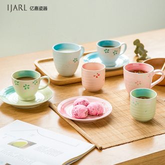 Ijarl million fine Korean Japanese glass ceramic cup coffee cup mug cups milk cup cherry blossoms