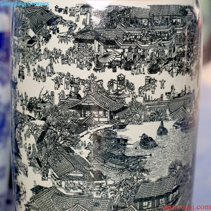 Jingdezhen ceramic antique piece of open crack glaze qing Ming vase painting of large sitting room place hotel decoration