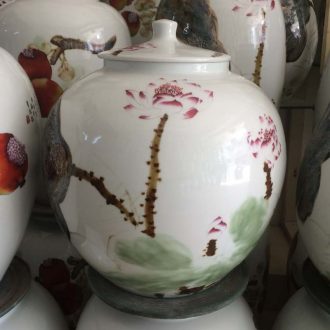 Jingdezhen 40 catty famille rose porcelain lotus cover type wax gourd can of apple lotus storage tank is fashionable household meters tank
