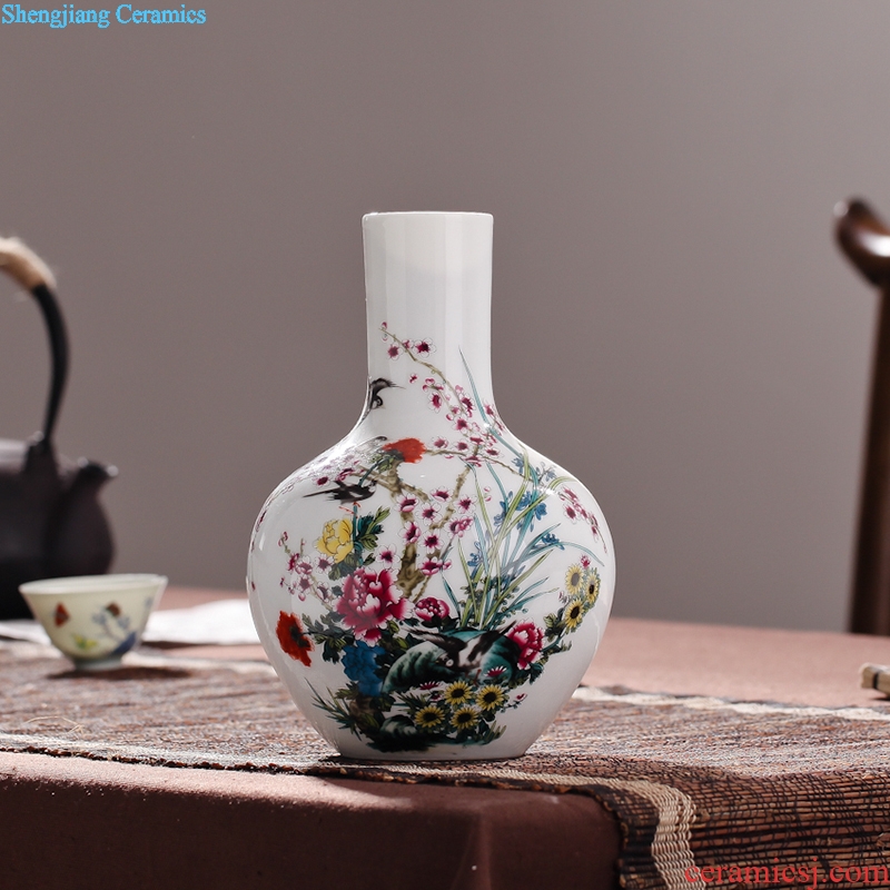 Contracted sitting room packages mailed jingdezhen porcelain vase famille rose porcelain vase modern fashionable household decoration decoration