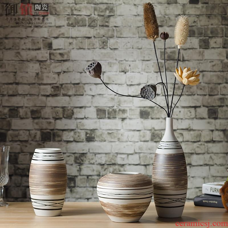 Vintage home furnishing articles flower vases pottery three-piece sitting room TV cabinet ceramic decoration decoration process