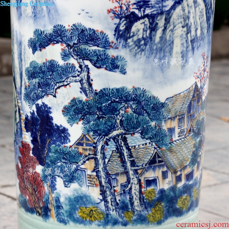 Jingdezhen ceramic hand-painted scenery of large vase home furnishing articles modern quiver landing craft ornaments sitting room