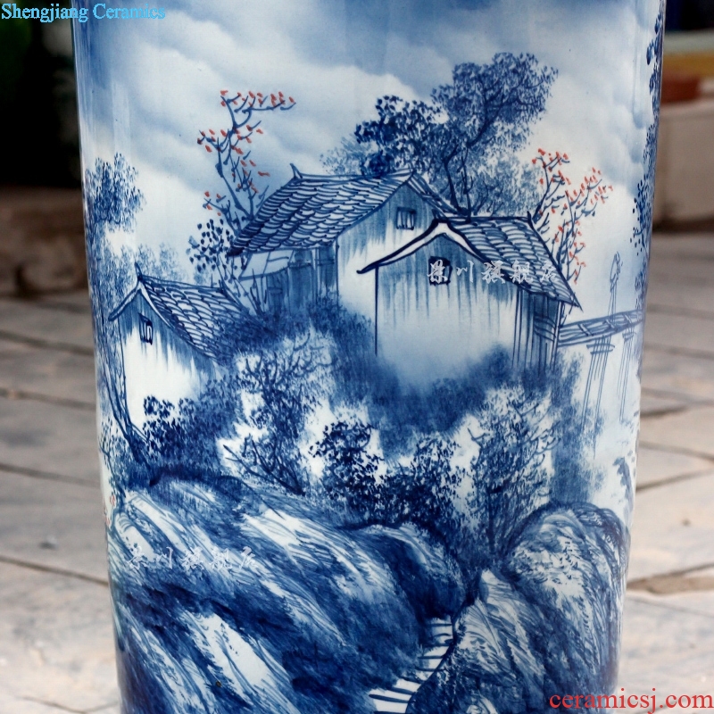 Jingdezhen ceramic hand-painted scenery of large vase home furnishing articles modern quiver landing craft ornaments sitting room