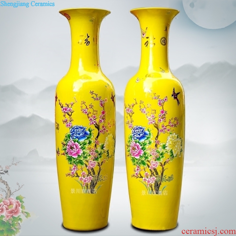 Jingdezhen ceramic rich large vase yellow paint peony flowers China home sitting room hotel furnishing articles