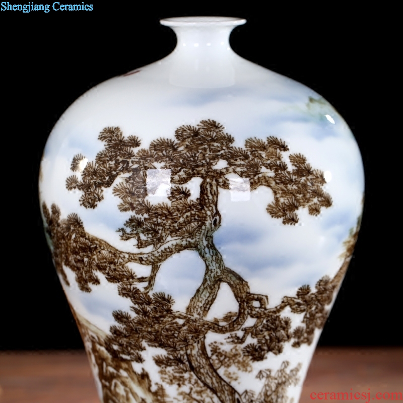 Jingdezhen ceramic hand-painted guest-greeting pine mesa floret bottle home sitting room study office furnishing articles of handicraft