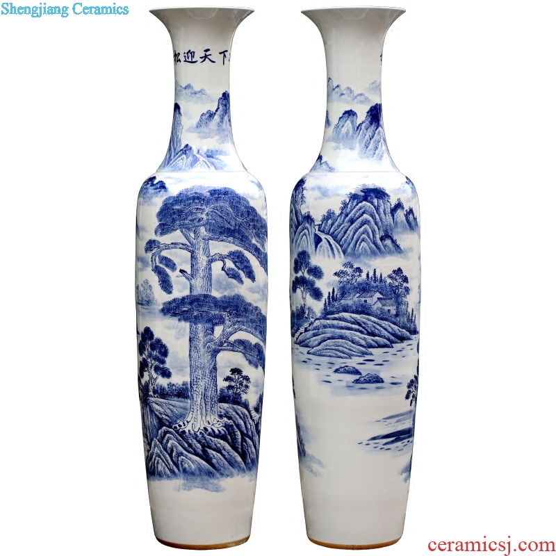 Jingdezhen porcelain ceramic hand-painted loose to meet the world landing big vase household sitting room hotel Chinese large-sized furnishing articles