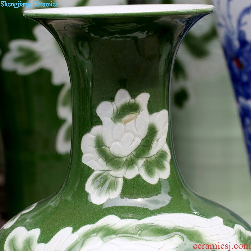 Jingdezhen chinaware lotus carved ice crack glaze cracks of large vases, 70 cm high sitting room big furnishing articles