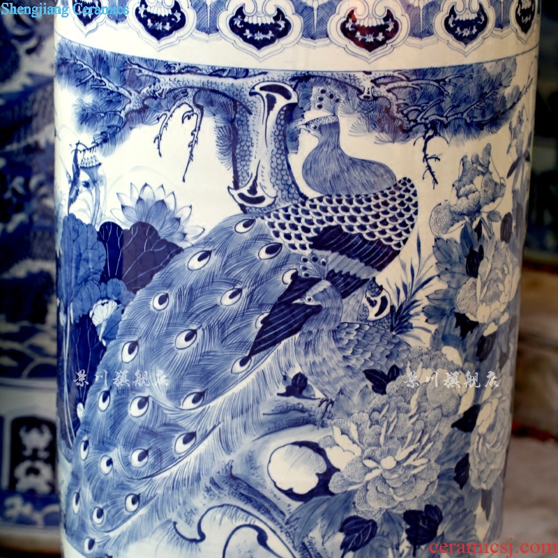 Jingdezhen blue and white ceramics vase of large sitting room adornment hand-painted large porcelain hotel opening gifts