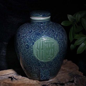 Jingdezhen 50 kg antique porcelain cover ceramic storage jar airtight jar of wine words practical drinks porcelain pot