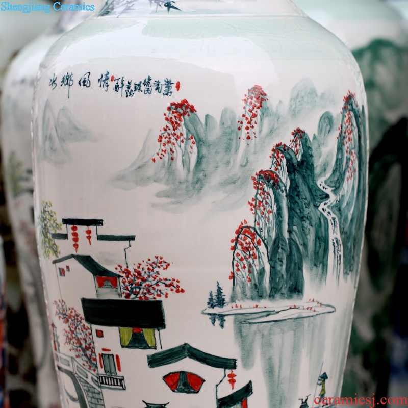 Jingdezhen ceramics hand-painted water landscape of large vases, sitting room of modern Chinese style household act the role ofing is tasted furnishing articles