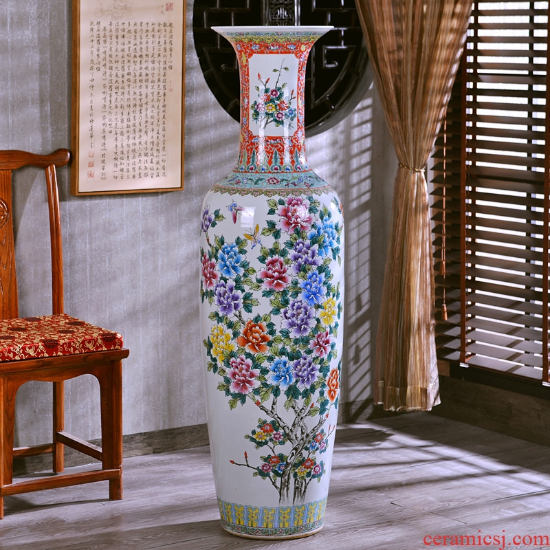 Jingdezhen hand-painted archaize pastel of large vase study of new Chinese style sitting room adornment hotel office furnishing articles