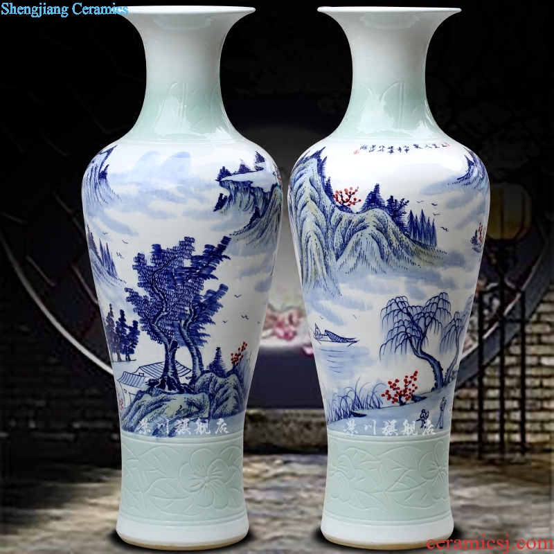 Jingdezhen of large vases, ceramic sitting room adornment large blue and white porcelain hotel furnishing articles hand-painted