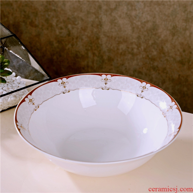 Jingdezhen ceramic Korean home large soup pot soup basin porcelain tableware soup bowl dishes suit