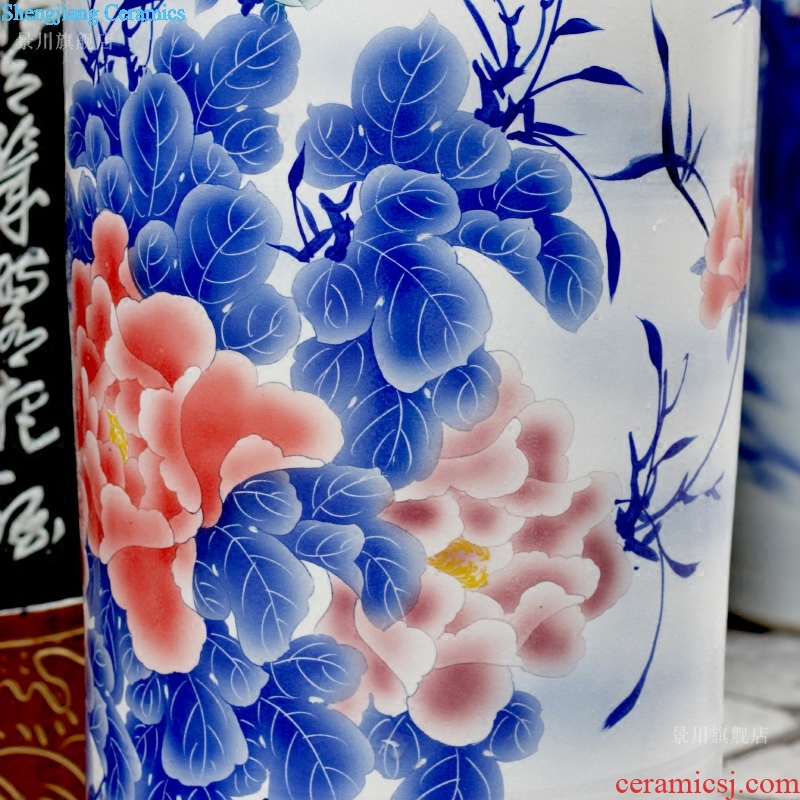 Jingdezhen porcelain ceramics hand-painted riches and honour auspicious figure sitting room of large vase household furnishing articles large-sized quiver