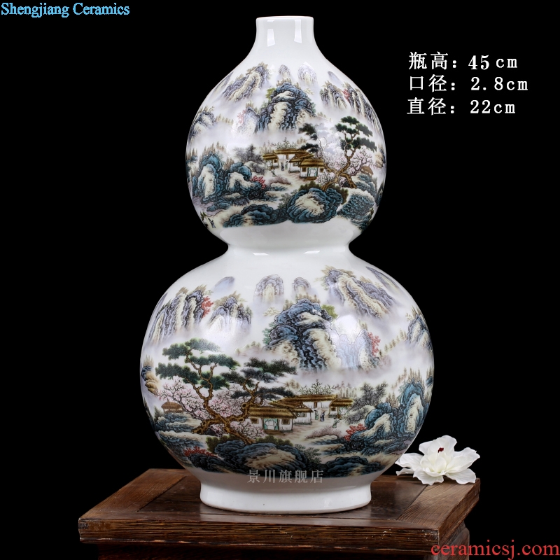 Jingdezhen ceramics landscape painting gourd bottle gourd bottle home furnishing articles mesa of contemporary sitting room adornment is placed