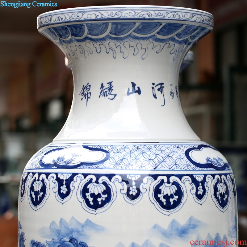 Jingdezhen ceramic hand-painted splendid sunvo landing quiver home sitting room hotel Chinese big vase furnishing articles