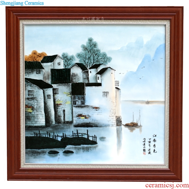 Hand-painted jiangnan xiuse ceramic painting jingdezhen porcelain plate painting the living room a study sofa setting wall adornment that hang a picture