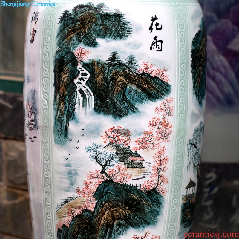 Jingdezhen ceramic hand-painted landscape all around the French vase household of Chinese style living room a study office furnishing articles