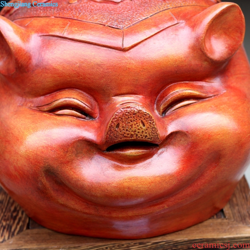 Jingdezhen violet arenaceous pigs lucky money piggy bank home sitting room mesa place adorn article opened the gift