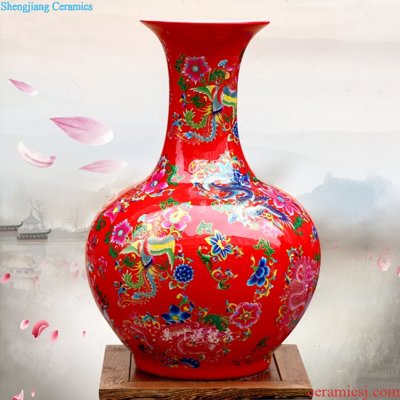 Jingdezhen ceramics Huang Longfeng ChengXiang vase home sitting room mesa desktop office furnishing articles, decorative