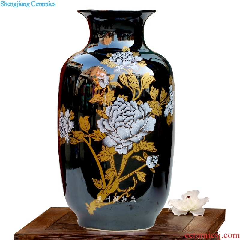 Jingdezhen color glaze ceramics furnishing articles furnishing articles study porcelain bottle big sitting room blue glaze bottle of Chinese antique flower arrangement
