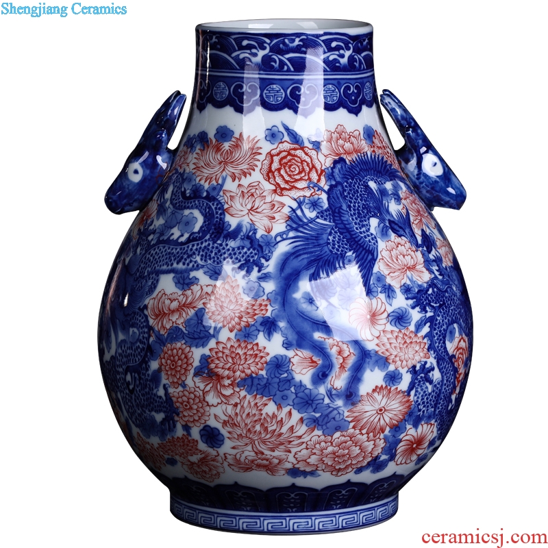 Jingdezhen blue and white porcelain vase furnishing articles sitting room of new Chinese style household ceramics TV ark porch decoration decoration