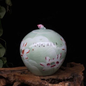 15 jin famous jingdezhen hand-painted porcelain carved lotus cover pot barrel ricer box collection place food cans