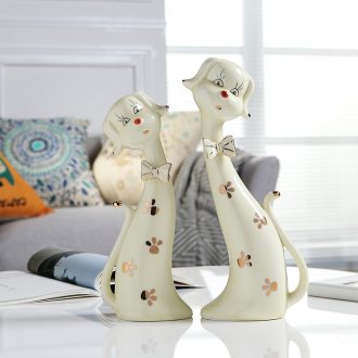 Jingdezhen ceramic creative furnishing articles animal lovers cat home television wine sitting room place handicraft ornament