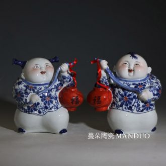 Jingdezhen porcelain ceramic tong qu lantern 1 of tong qu children furnishing articles furnishing articles fuwa carry lanterns