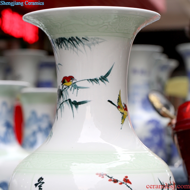 Jingdezhen ceramic hand-painted figure of the four seasons spring, summer, autumn and winter landing big vase home sitting room adornment is placed