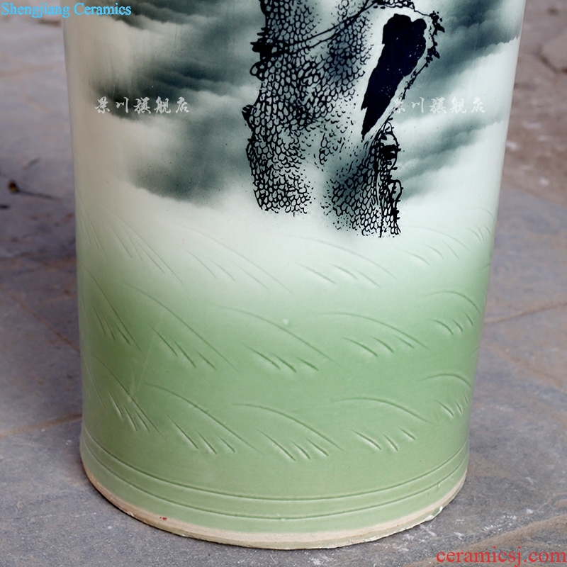 Pine crane live color ink big vase jingdezhen ceramics sitting room floor furnishing articles study Chinese style household act the role ofing is tasted