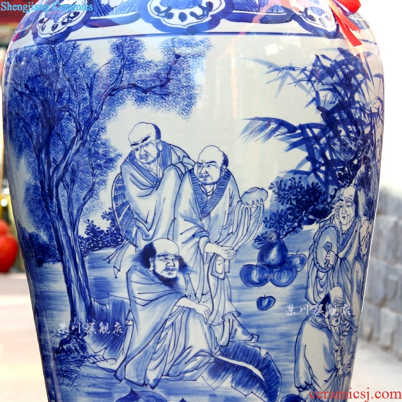 Jingdezhen porcelain ceramics hand-painted figure 18 arhats big vase home sitting room adornment landing place