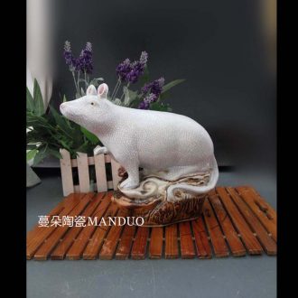 Red kiln glaze mice solid ceramic porcelain furnishing articles lovely vivid zodiac mouse mouse