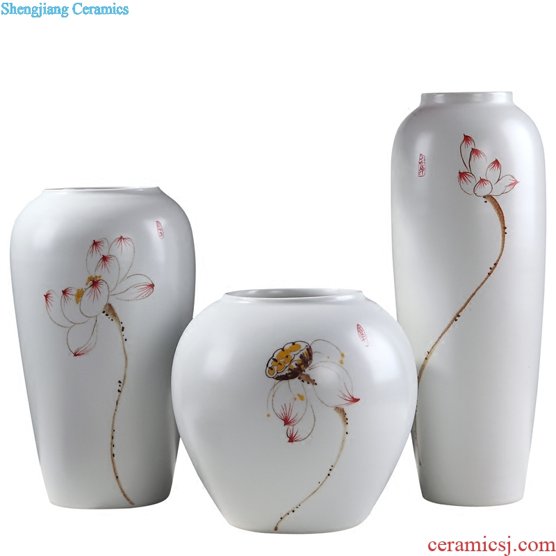 Jingdezhen modern new Chinese style ceramic vase lucky bamboo dried flowers sitting room Japanese zen home decoration furnishing articles